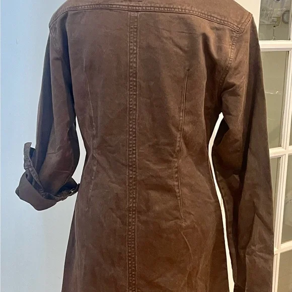 NWOT, David Bitton BUFFALO brown denim dress with removable fur collar - Picture 4 of 6